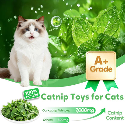Catnip Saury Fish Toy for Cats – Interactive Crinkle Kicker Chew Toy for Indoor Cats, Kittens & Adult Cats