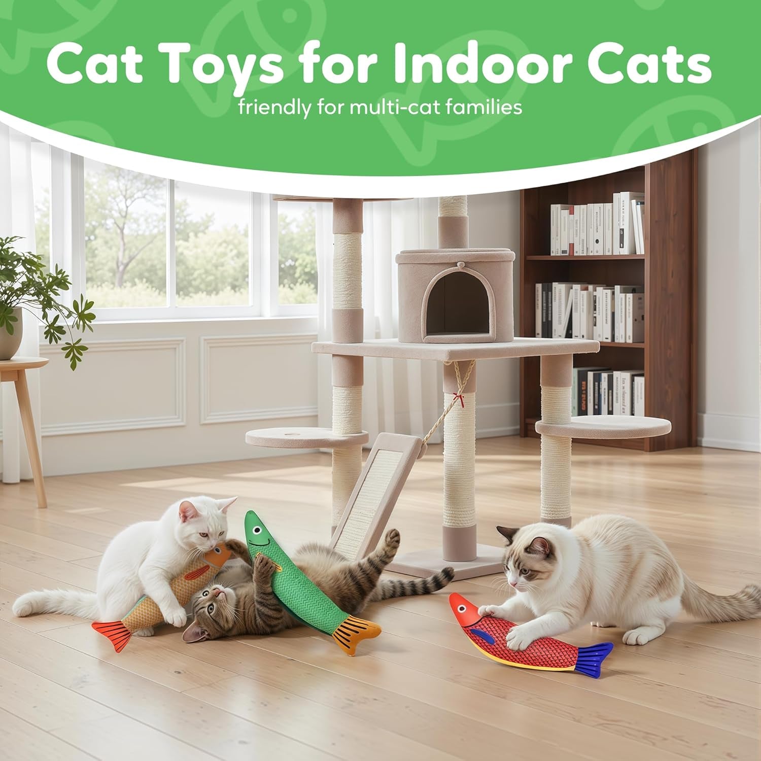 Catnip Saury Fish Toy for Cats – Interactive Crinkle Kicker Chew Toy for Indoor Cats, Kittens & Adult Cats