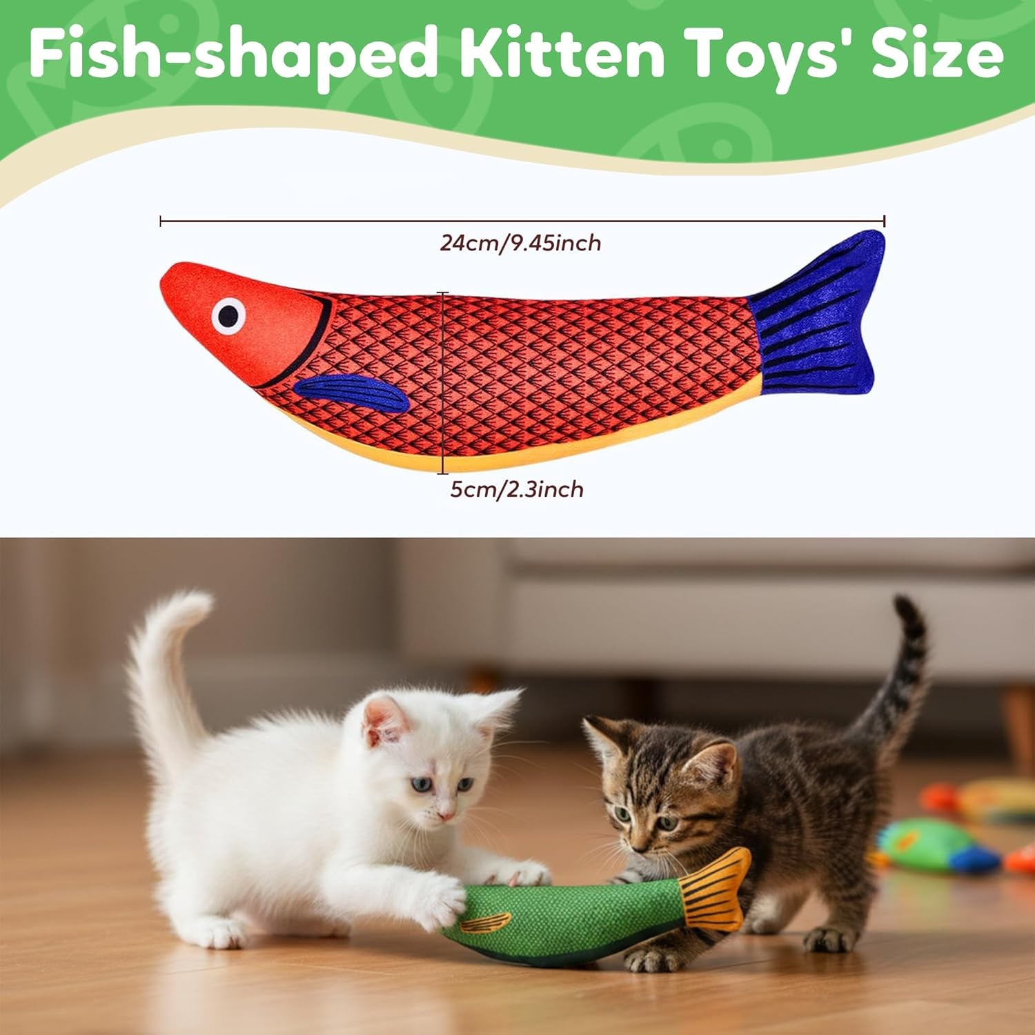 Catnip Saury Fish Toy for Cats – Interactive Crinkle Kicker Chew Toy for Indoor Cats, Kittens & Adult Cats