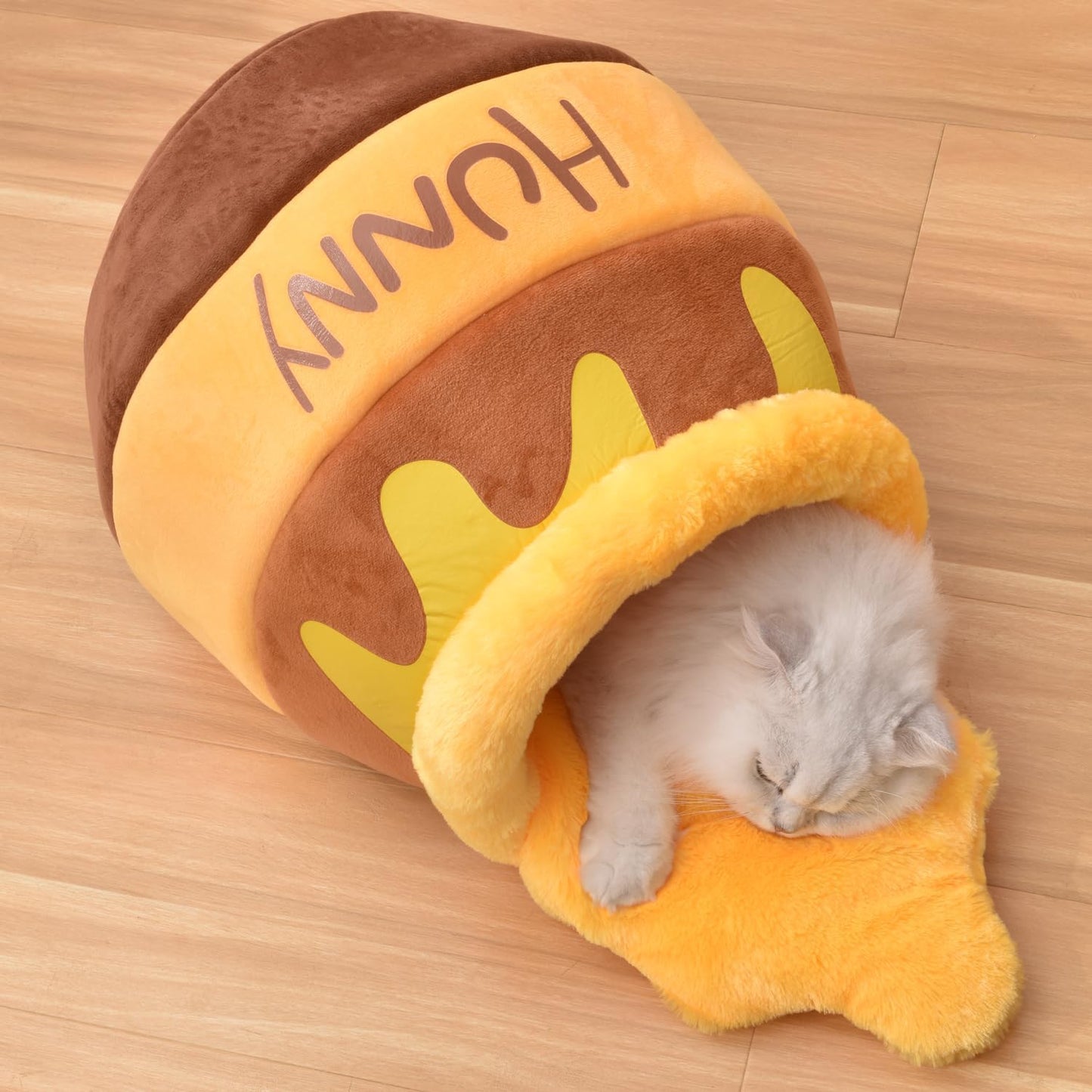 Honey Pot Cat Cave Bed – Soft Plush Cat House with Thick Rebound Sponge & Removable Washable Cushion for Cats and Kittens
