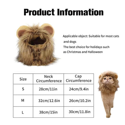 Lion Mane Cat Wig Costume – Funny Pet Lion Hat for Cats, Kittens & Small Dogs, Cosplay Photo Prop & Party Accessory