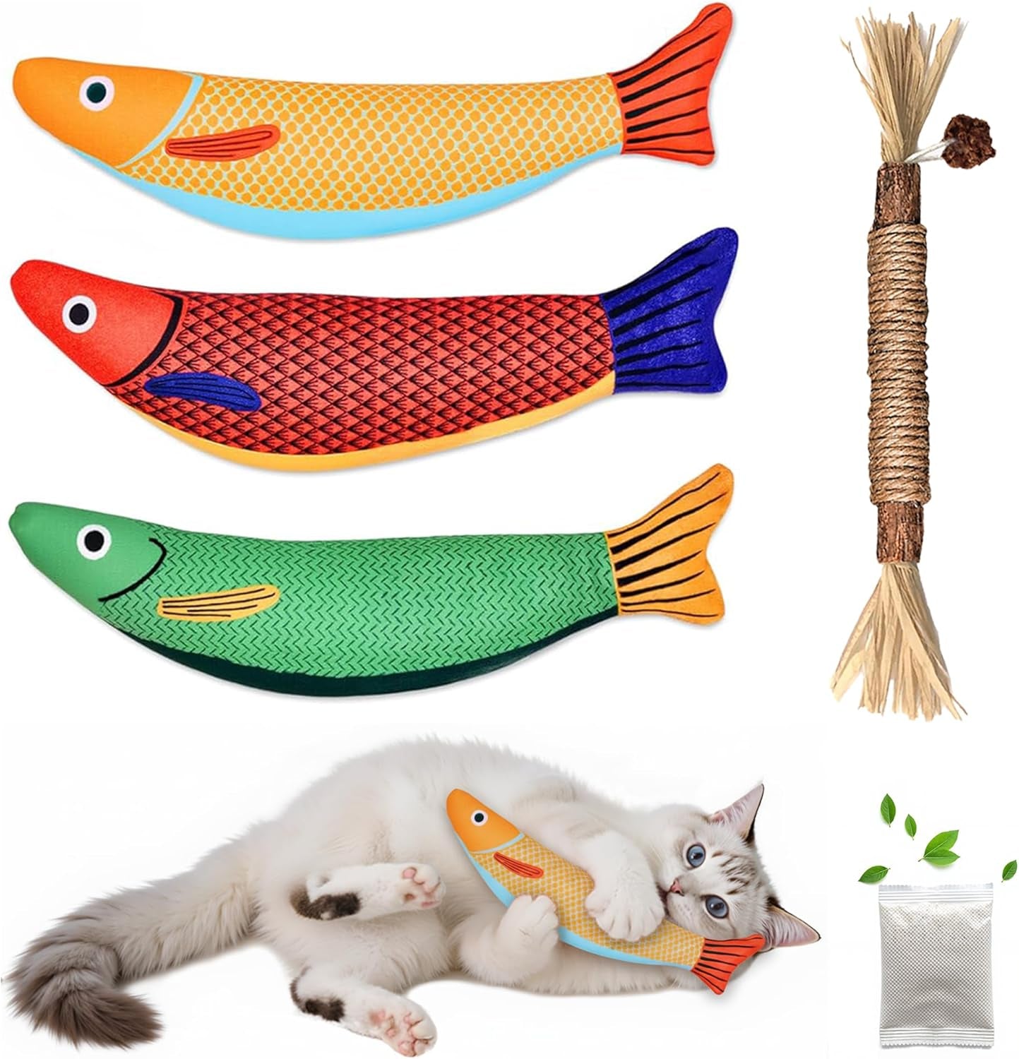 Catnip Saury Fish Toy for Cats – Interactive Crinkle Kicker Chew Toy for Indoor Cats, Kittens & Adult Cats