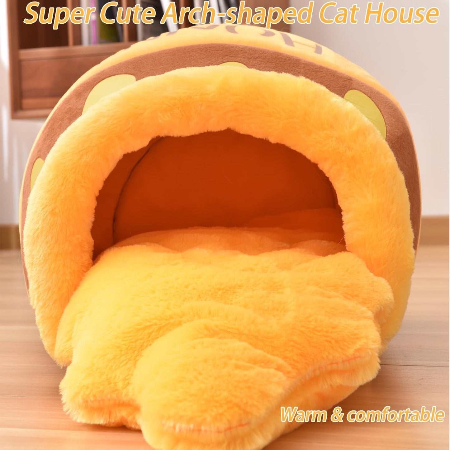 Honey Pot Cat Cave Bed – Soft Plush Cat House with Thick Rebound Sponge & Removable Washable Cushion for Cats and Kittens